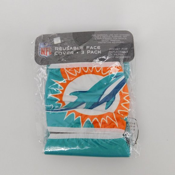 Miami Dolphins Face Mask NFL Licensed 3 Pack Lot